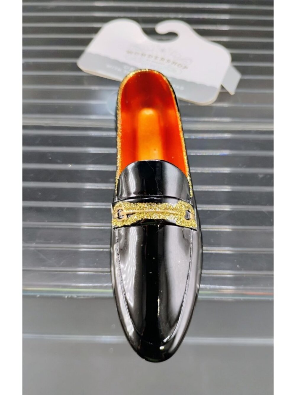 Black & Gold Wondershop Ornament Decorative Loafer Shoe Design